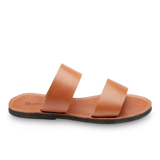 Brave Soles Ophelia slide in caramel side view